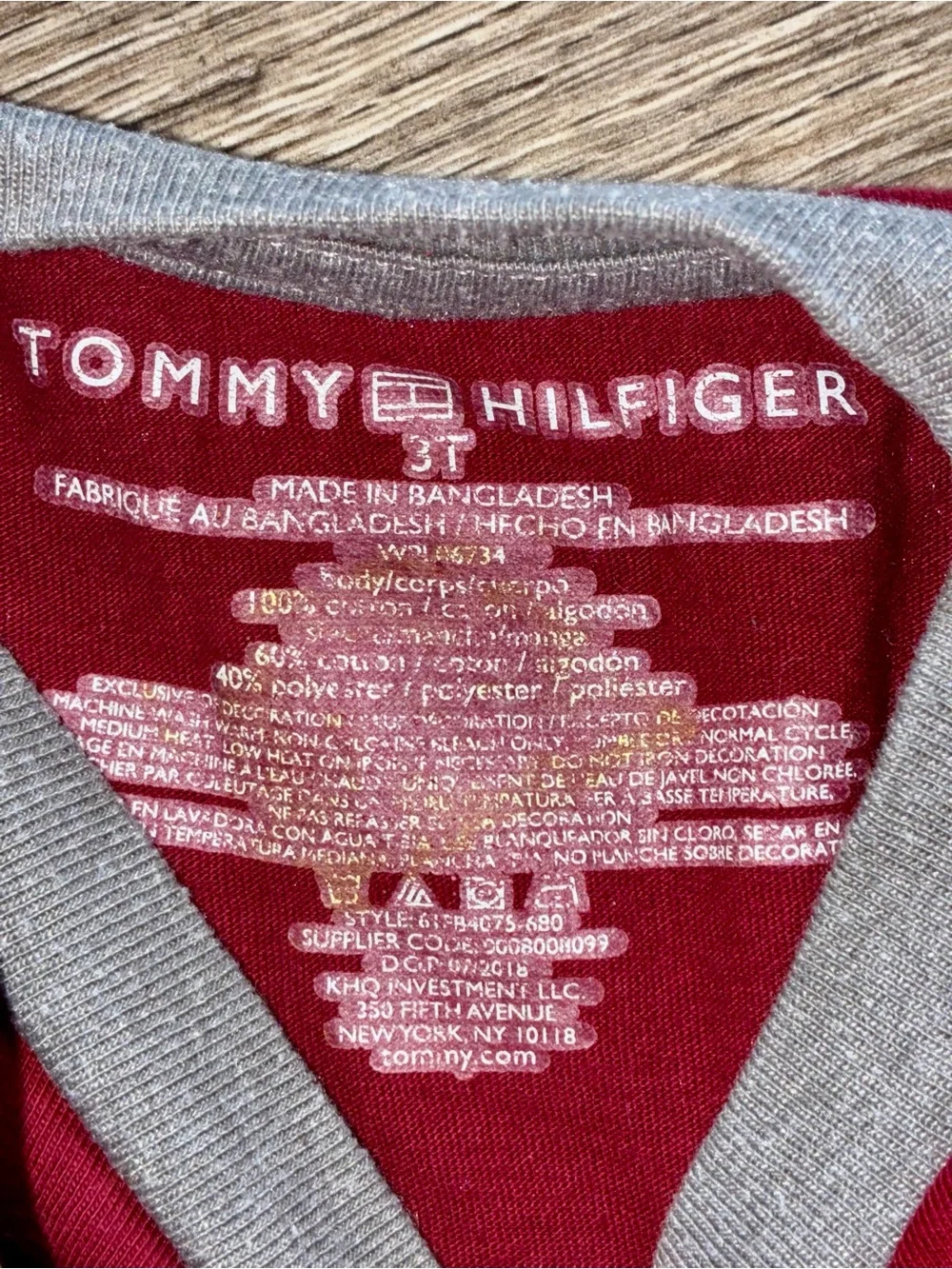 Tommy Hilfiger Red & Gray Raglan Long Sleeve Tee
